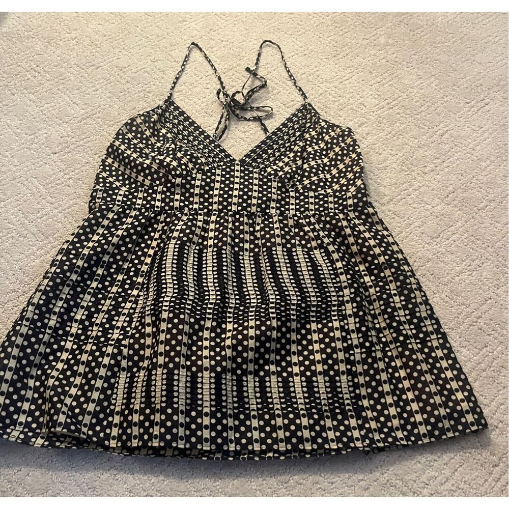 Patterned Spaghetti Strap Women's Tank Top - Black and White
